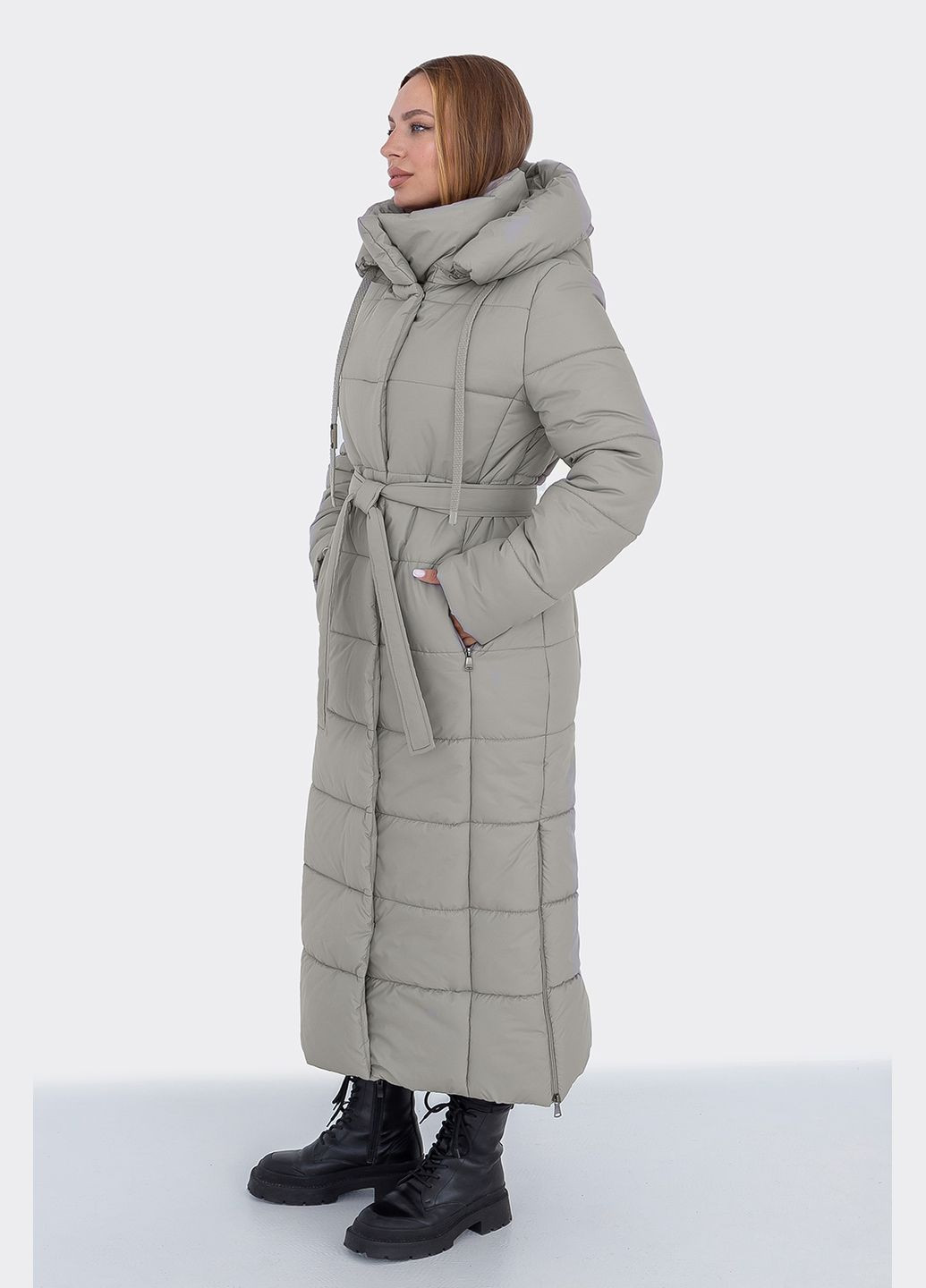 Сіре зимнє Пальто Агата (01191b-brown44) MioRichi