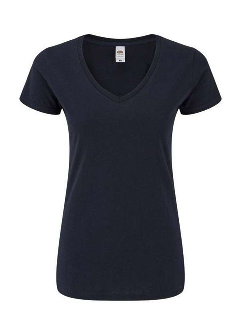 Футболка женская Ladies Iconic 150 V Neck T-Shirt Черный (0614440362XL) Fruit of the Loom - (311281484)