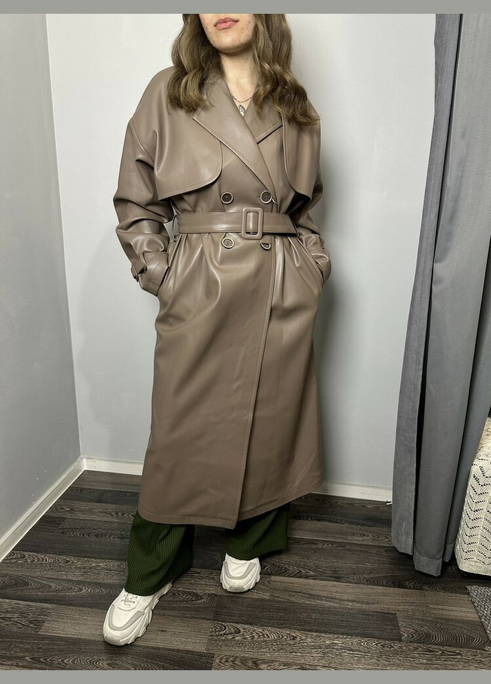 Пальто-тренч жіноче з еко-шкіри коричневе MKTRG3643-11 Modna KAZKA всесезон (336932121)