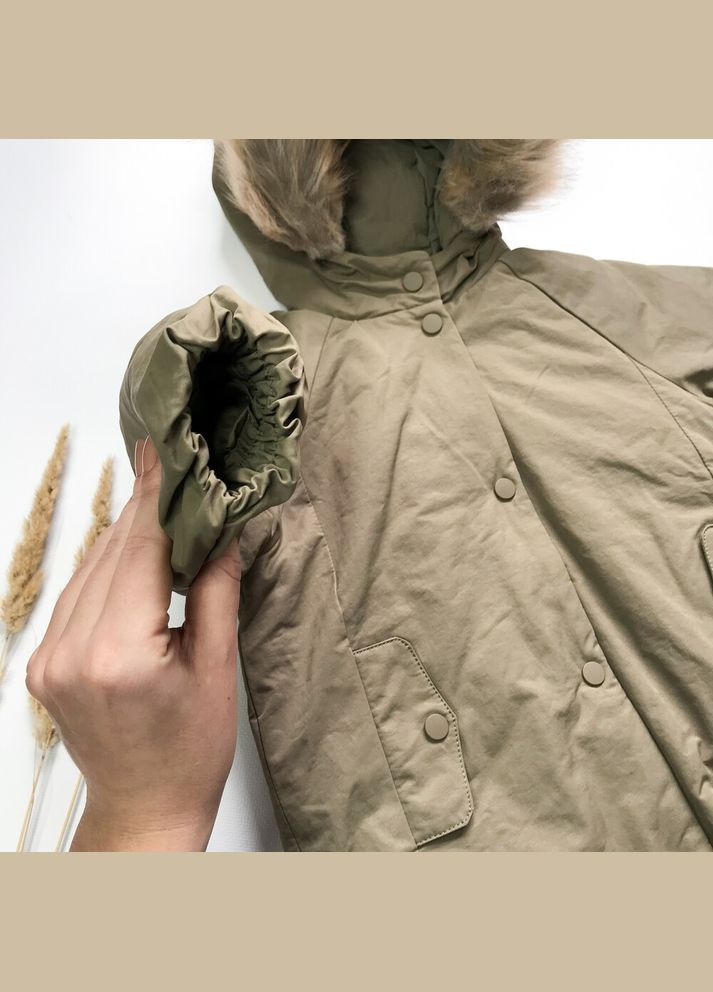 Оливковая (хаки) зимняя куртка 98 см хаки артикул л375 Zara
