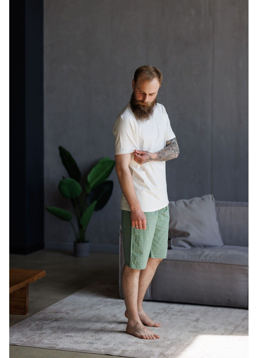 Шорты мужские в клетку для дома HOMELY зеленые Handy Wear (337715537)