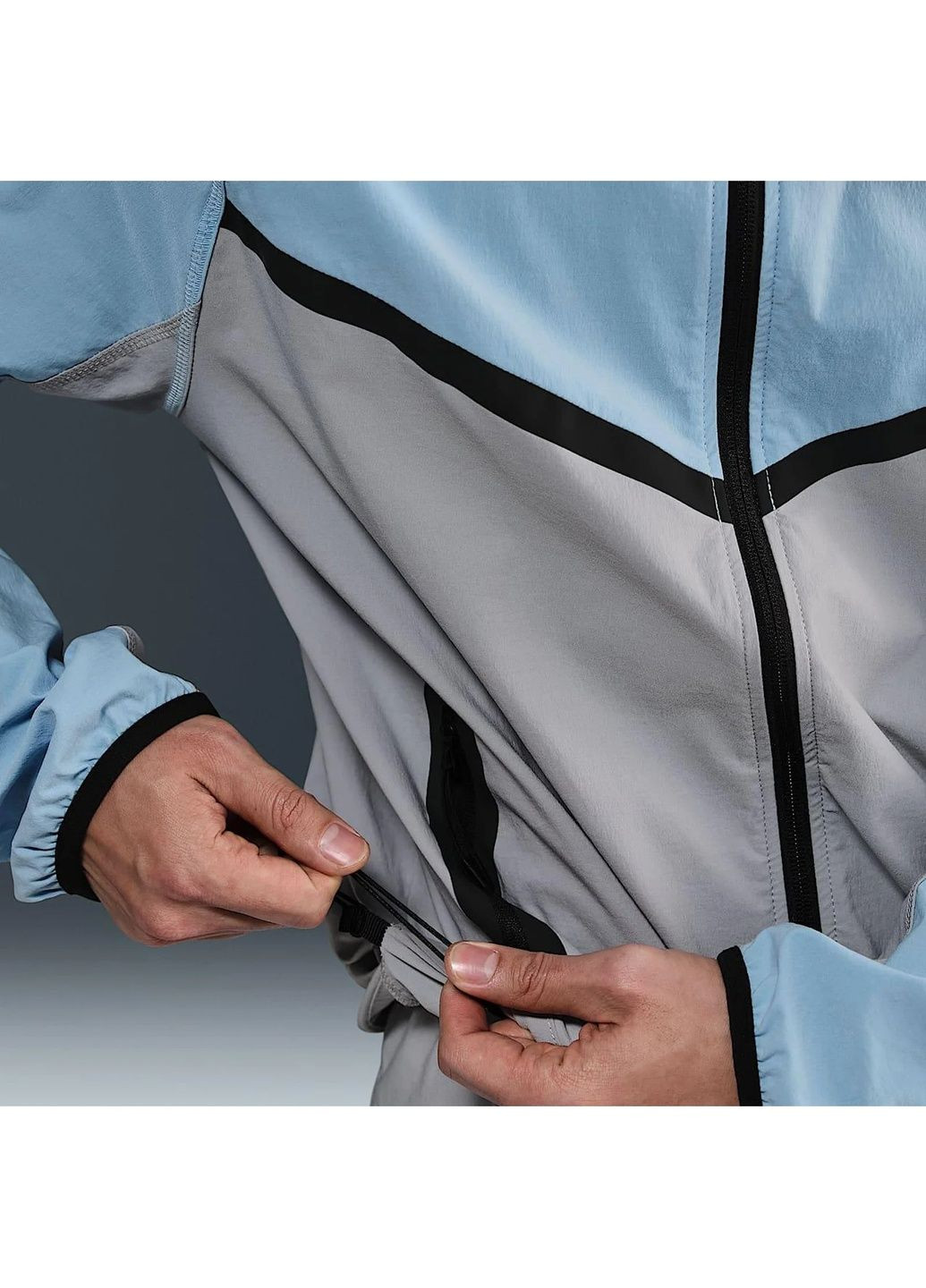 Голубая мужская ветровка ssnl wvn wr fz light blue Nike