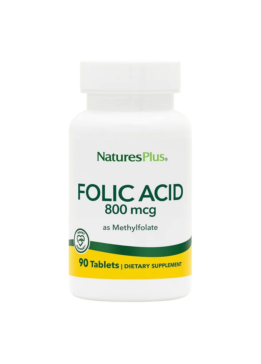 Витамины и минералы Folic Acid 800 mcg, 90 таблеток Natures Plus (315870556)