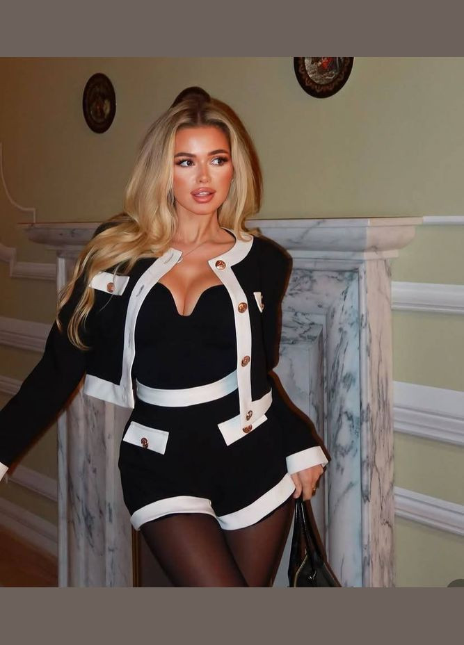 Женский костюм двойка укороченный жакет + шорты MonCher (329826815)