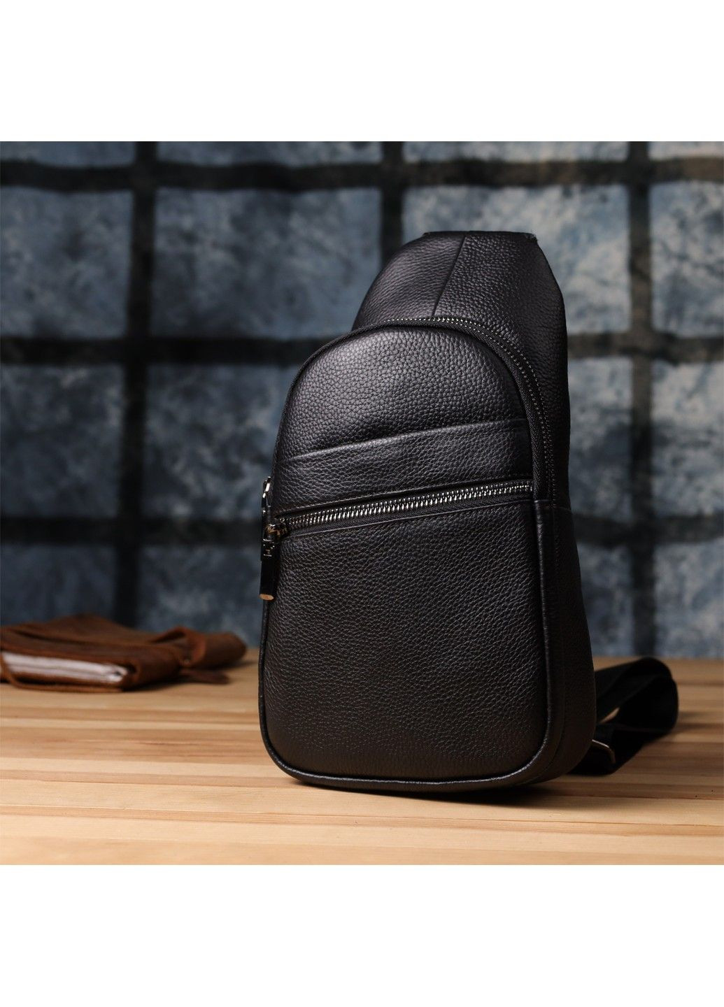 Мужская сумка через плечо из натуральной кожи 23018 Черный Vintage (357494975)