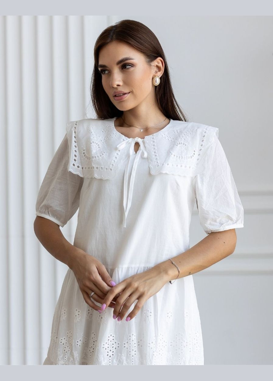 Білий біла сукня з коміром 111738 No Brand