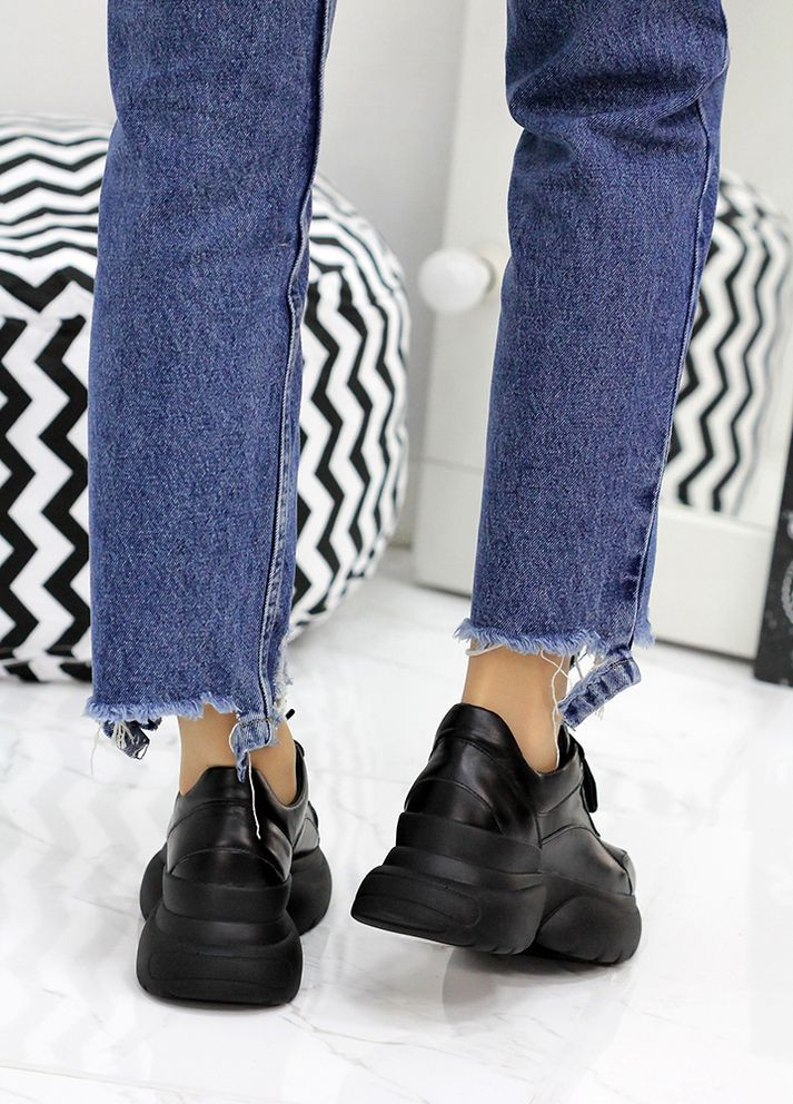 Жіночі кросівки з натуральної шкіри (хутро) чорного кольору 35834 No Brand чорні зими (367164584)