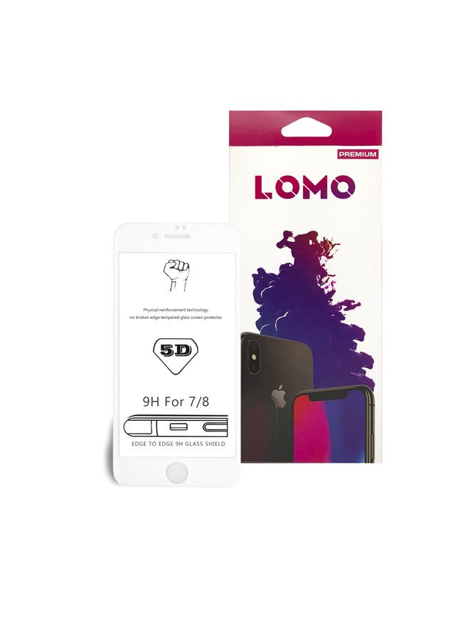 5D захисне скло на весь екран для iPhone 7/8 біле LOMO (302309582)
