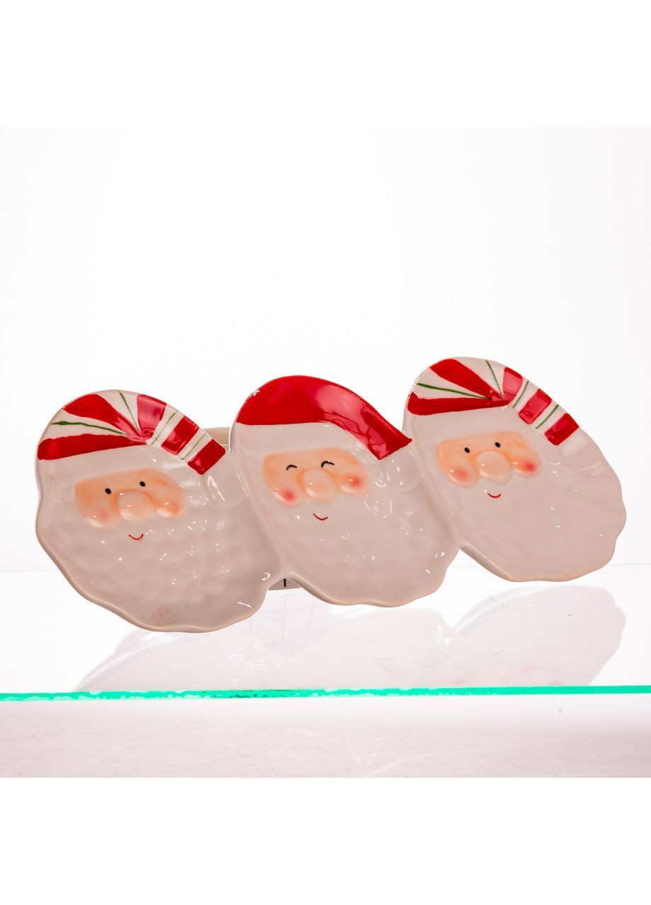 Менажница Santa Claus фарфоровая на 3 секции 33.5*12.5 см Yiwu (369960255)