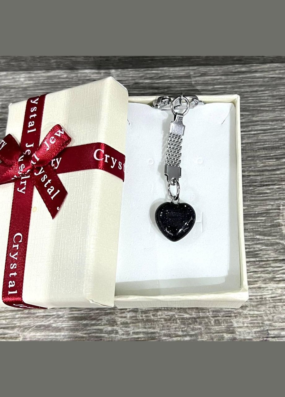 Кулон з натуральним каменем Авантюрин "Ночі Каїра" у формі міні сердечка на брелоку в подарунковій коробочці Овен (331291831)