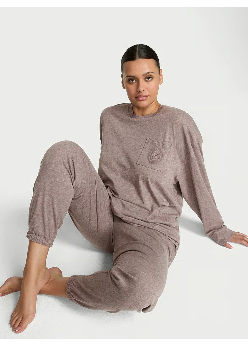 Коричневая всесезон пижама хлопковая 100% cotton short pajama set Victoria's Secret