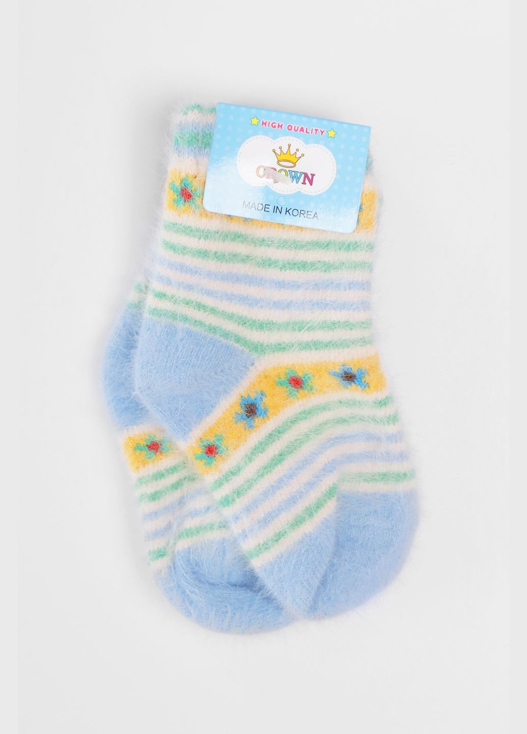 Носки детские ангоровые голубого цвета с принтом Let's Shop (305389288)