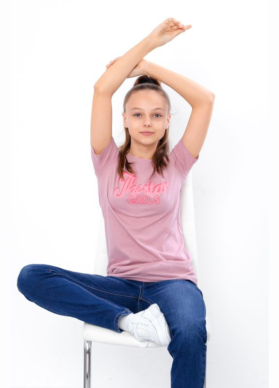 Светло-розовая летняя футболка для девочки (подростковая) Носи своє