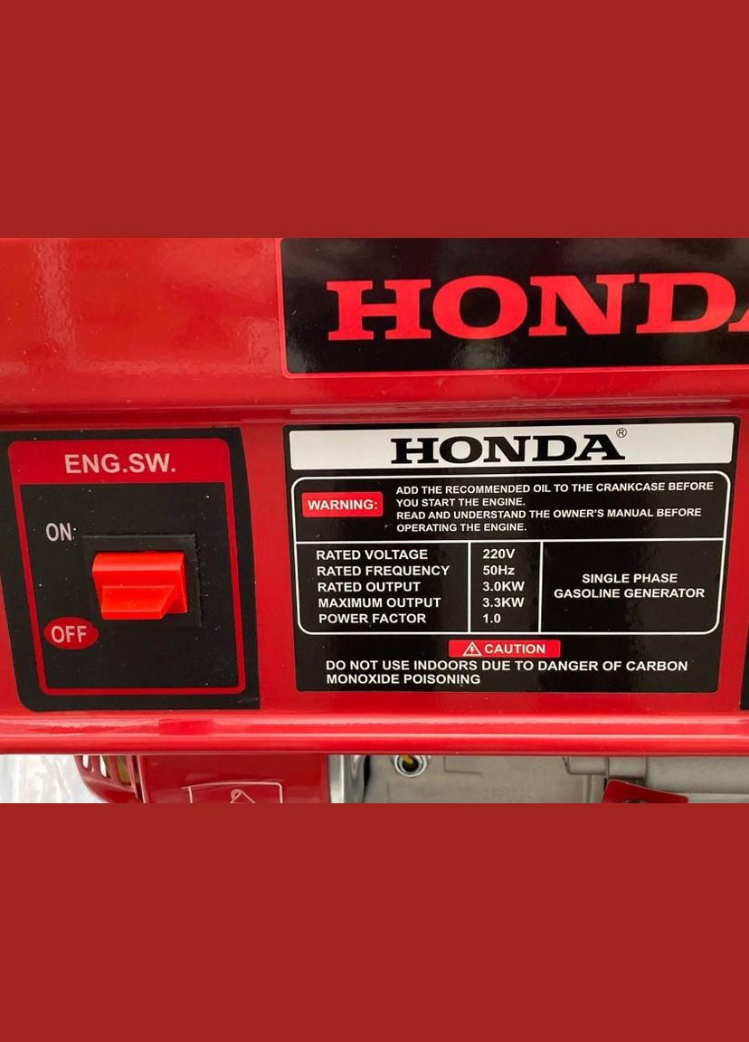 Бензиновий генератор PT-3300 3.3 кВт з мідною обмоткою до 15 годин роботи ручний стартер (1900338406) Honda (326811551)