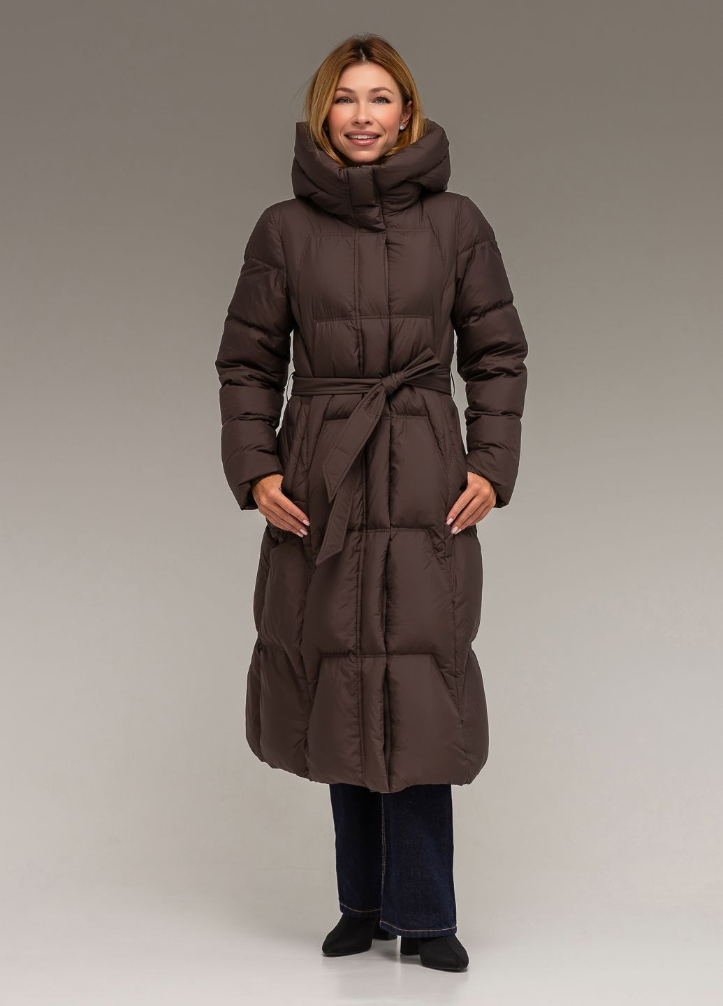 Сіро-коричневий зимній Пуховик Yimosis