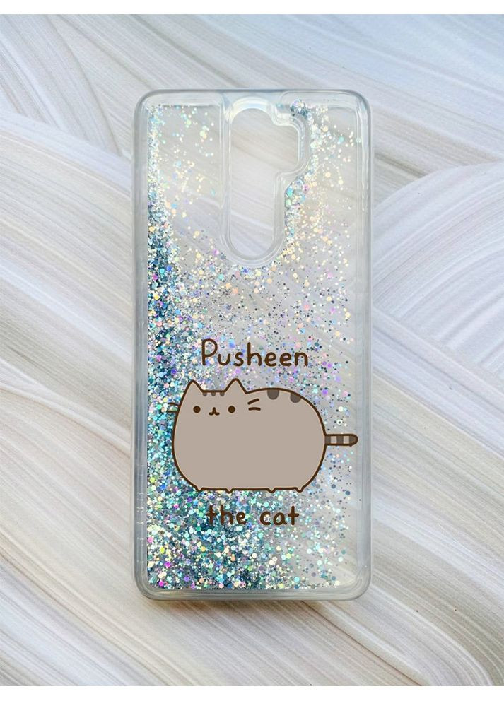 Чохол з плаваючими срібними блискітками на Xiaomi Redmi Note 8 Pro Пушин котик (принт 412) Creative (356122140)