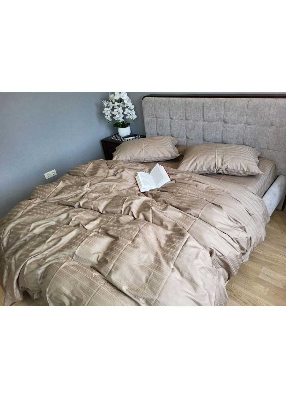 Постельное белье с резинкой Мульти страйп сатин, PREMIUM Семейный размер, наволочки 70/70 No Brand (364218456)