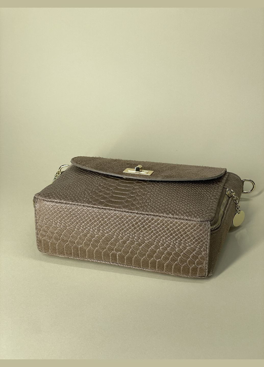 Сумка женская Италия, натуральная кожа и замша, с фактурой змея, кроссбоди через плечо, элегантная Firenze Кросбоді (341251996)