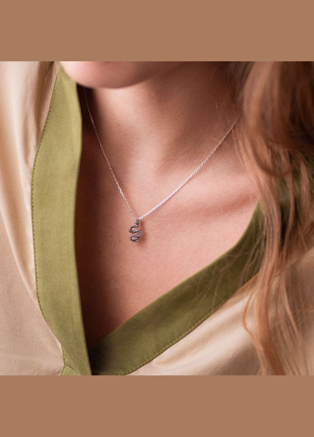 Срібне кольє Змія 181108 42 Oniks (264024399)