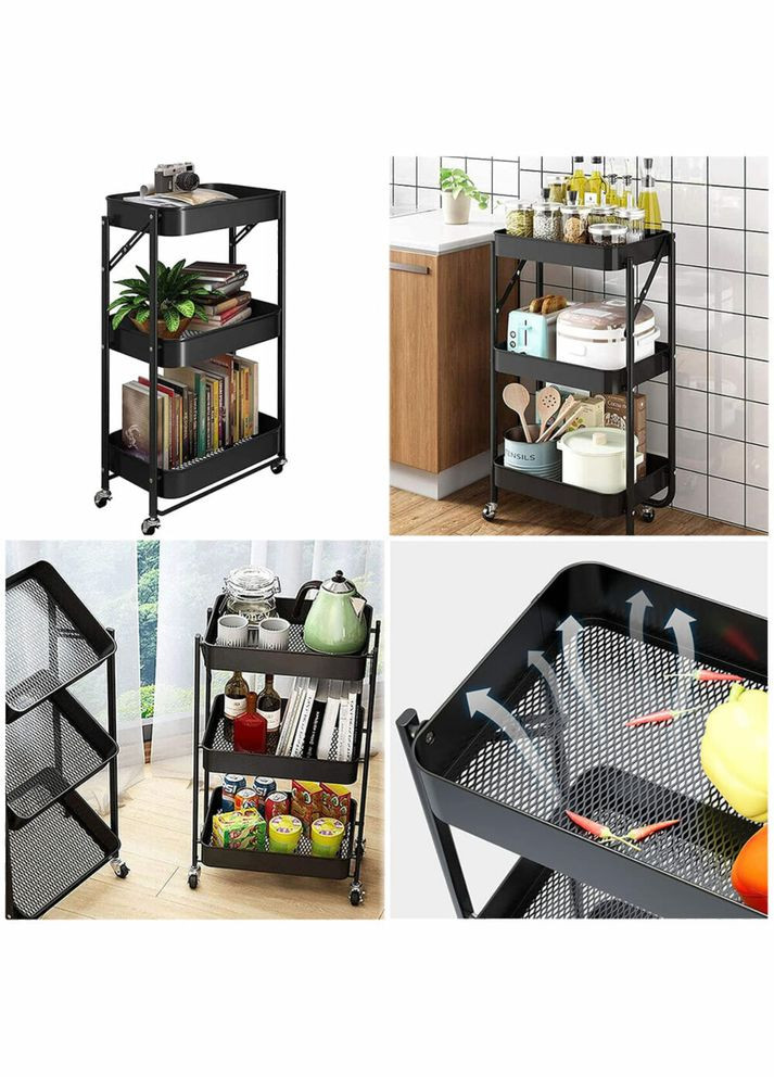 Этажерка мобильная трехъярусная универсальная из металла черная 46,5*29*77,5см SW-00002099 SW-00002099 Sticker Wall (317253626)