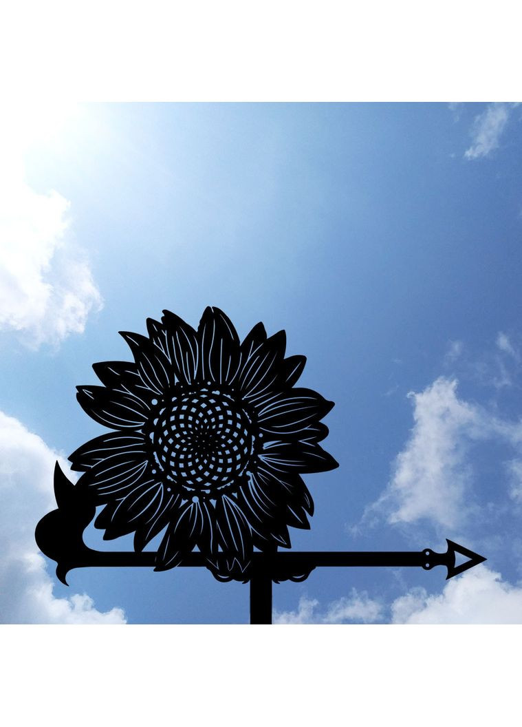 Флюгер на дом Подсолнечник из металла 3 мм, флюгер на крышу No Brand (368896400)