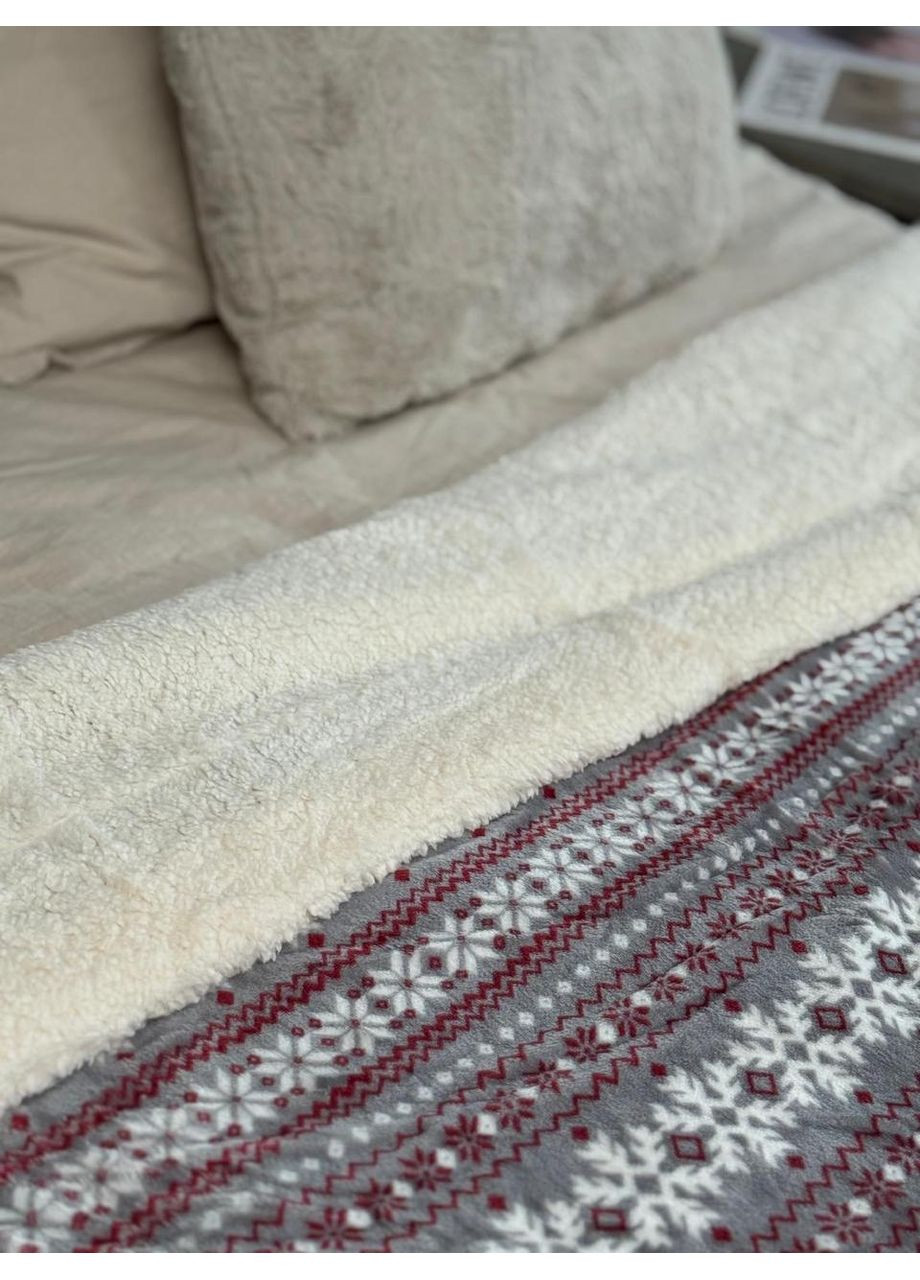 Плед-покривало на еко овчині Зимова класика 200*230 No Brand (364216608)