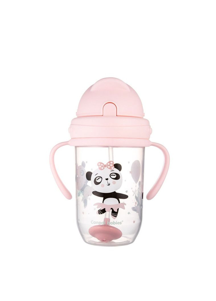 Babies Кружка непроливайка с трубочкой и утяжелителем 270 мл EXOTIC ANIMALS- розовая 56/606_pin CANPOL Canpol Babies (317326239)