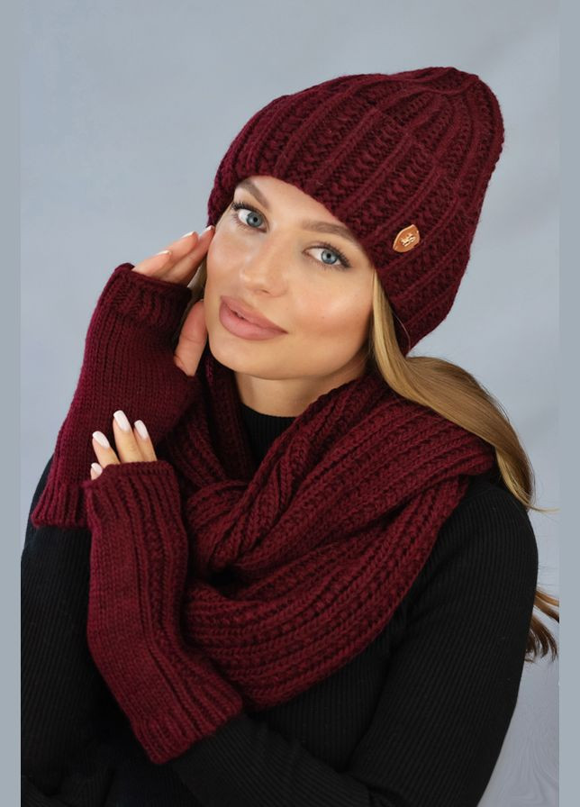 Комплект Юна (шапка, шарф-снуд, рукавички-мітенки) Braxton (301263737)