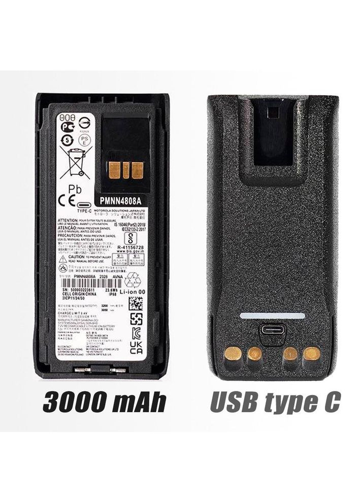 Аккумулятор для Рации R7 R7A 3000 mAh с USB-C Батарея на Радиостанцию Моторола Р7 Р7А PMNN4808A Motorola (366664721)