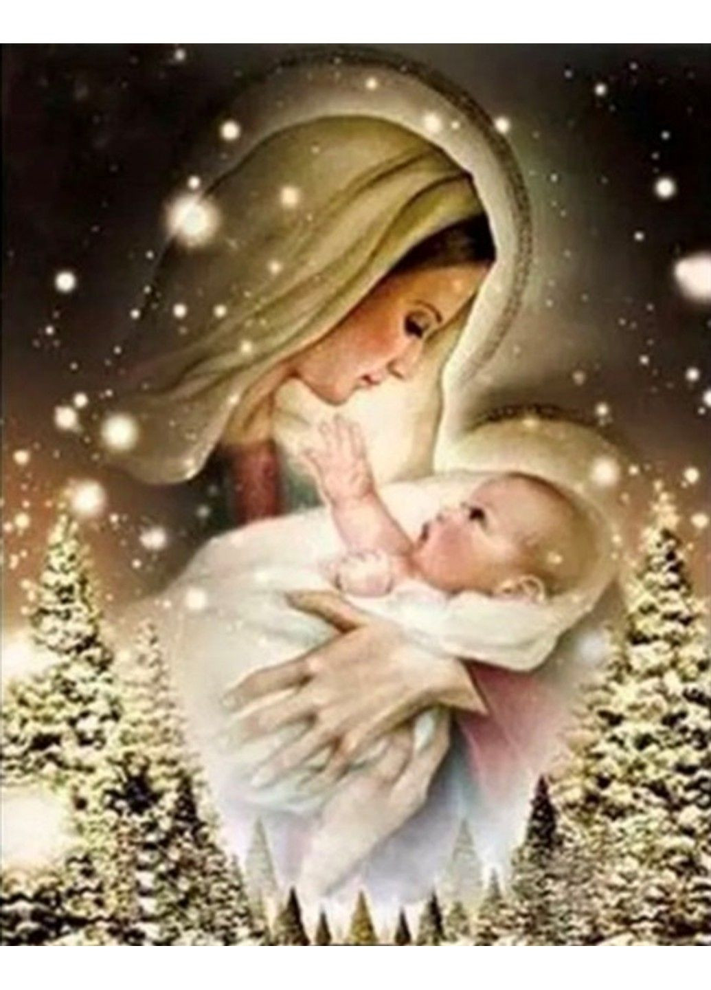 Набор Алмазная мозаика вышивка Икона Маленький Иисус Мадонна на подрамнике 5d 30х40 см No Brand (332207839)