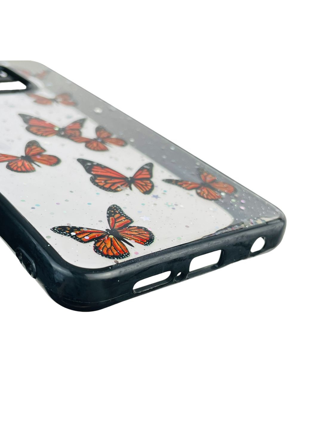 Чехол для Redmi Note 9 Pro с блёстками с бабочками на сяоми редми нот 9 про черный Xiaomi (366389956)