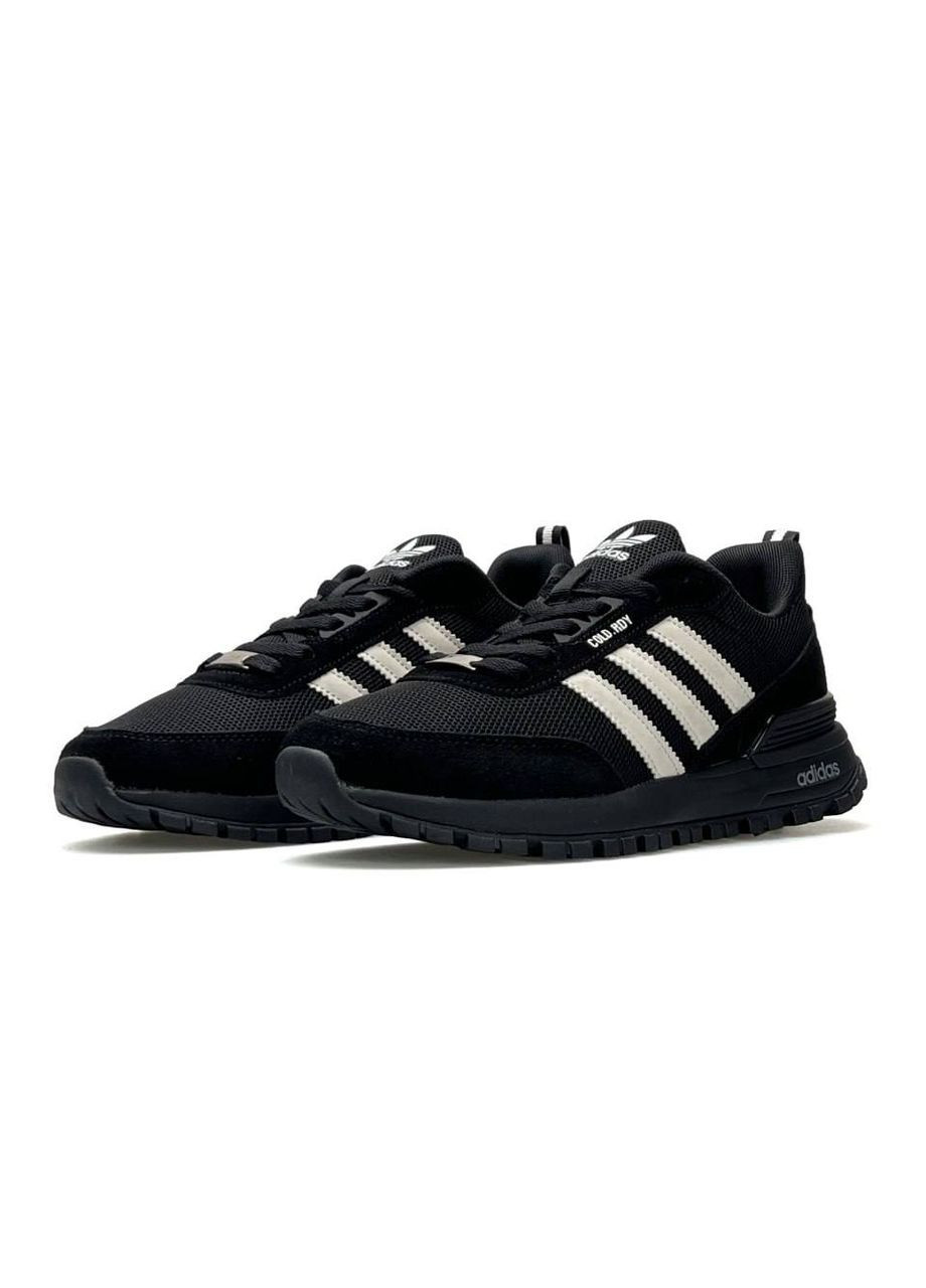 Черные демисезонные кроссовки мужские adidas No Brand ZX Street All Black White