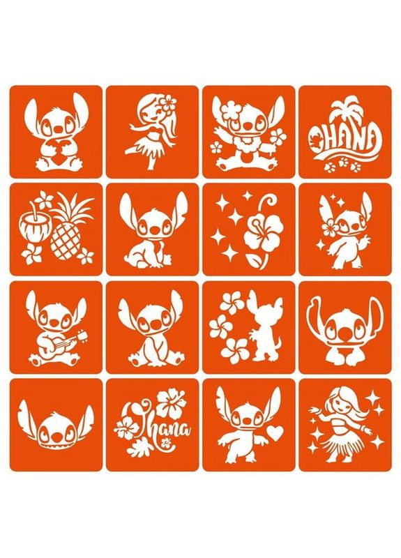 Набір трафаретів для біо-тату "Ліло та Стіч" lilo_stich-simple-16 Fresh Tattoo (350878527)