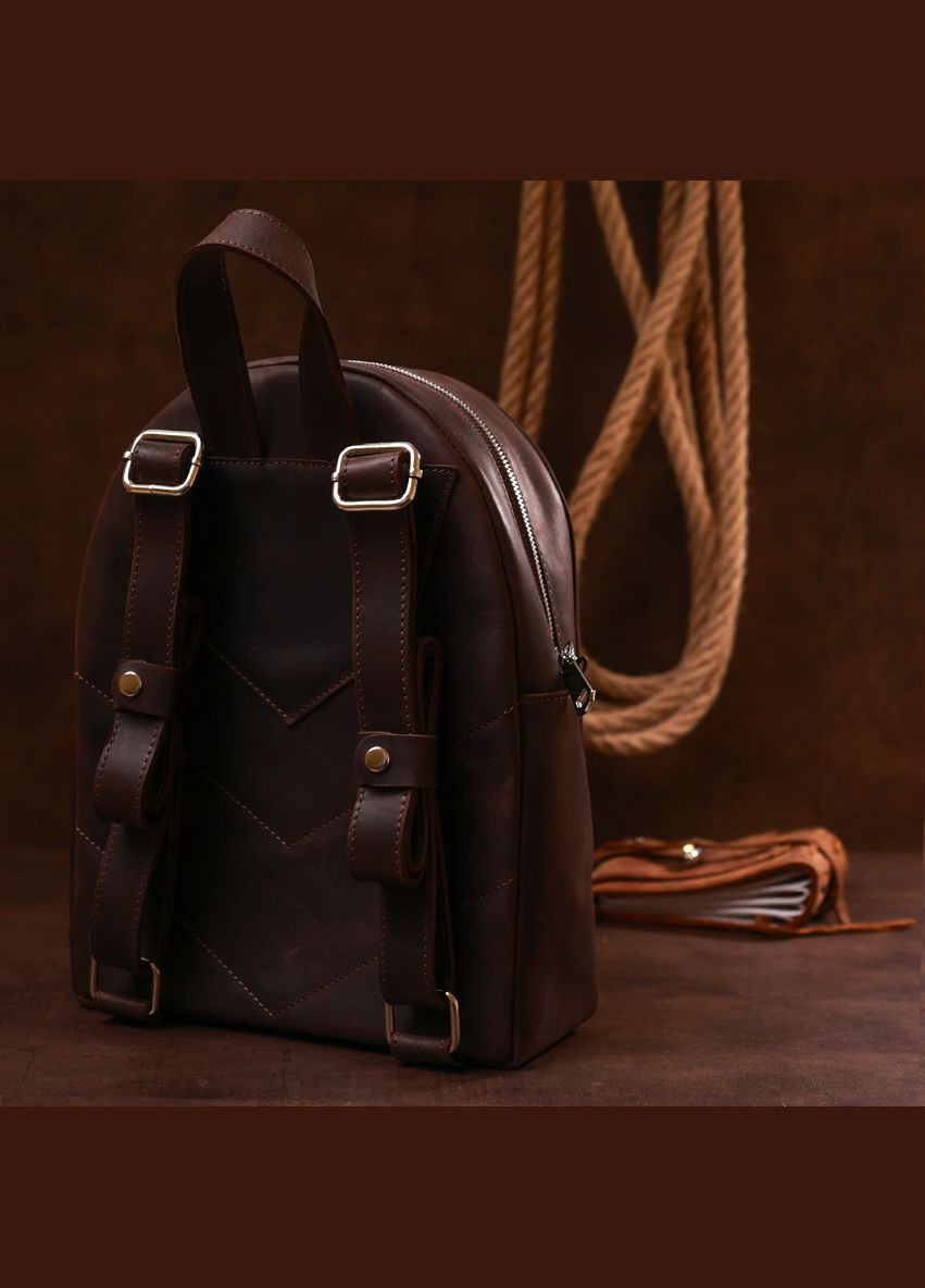 Женский рюкзак Shvigel с двумя карманами на молнии коричневый (sku_16329) No Brand (329860303)