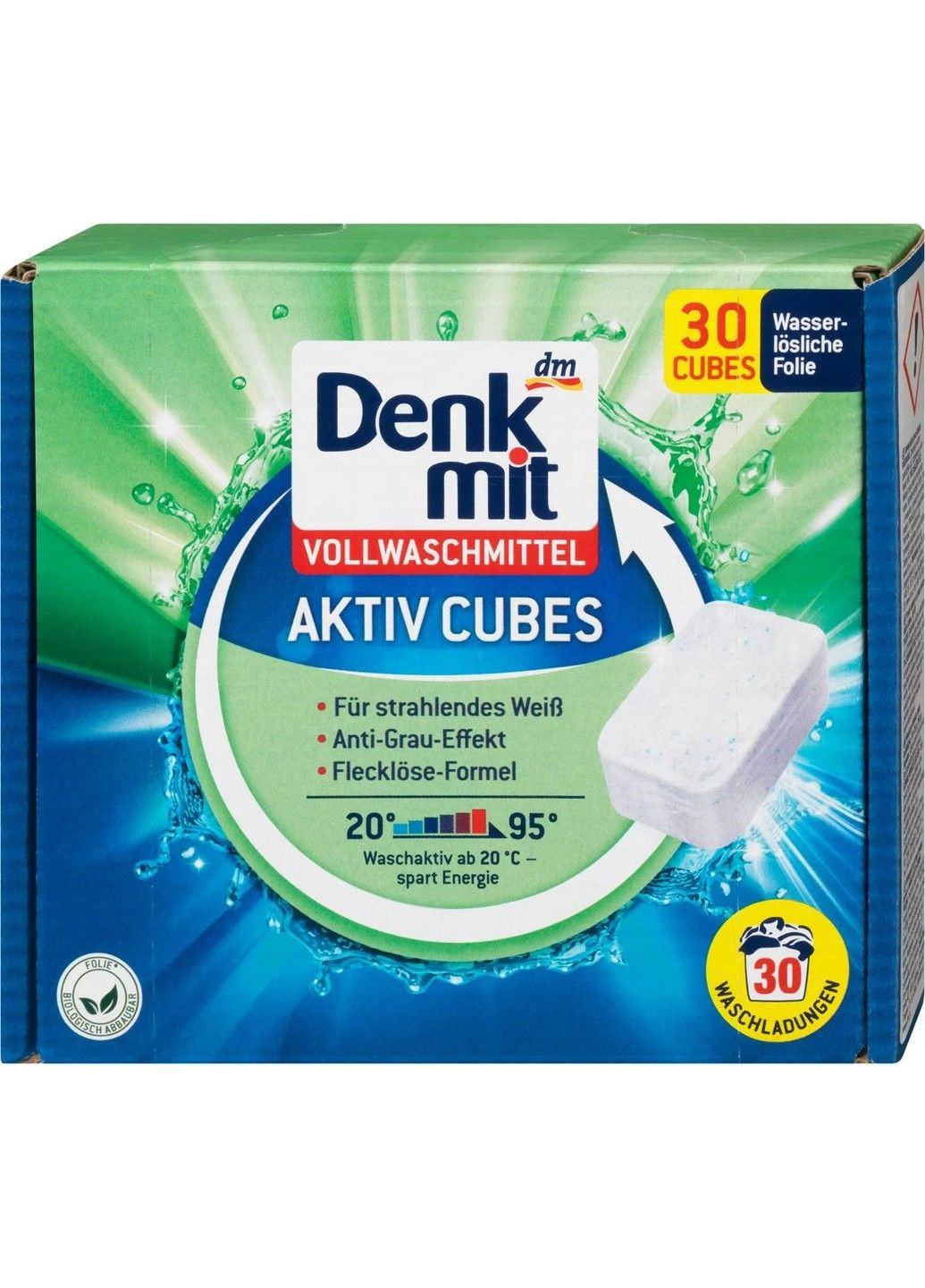 Таблетки для стирки Activ Cubes Vollwascmittel 30 шт Denkmit (280898438)