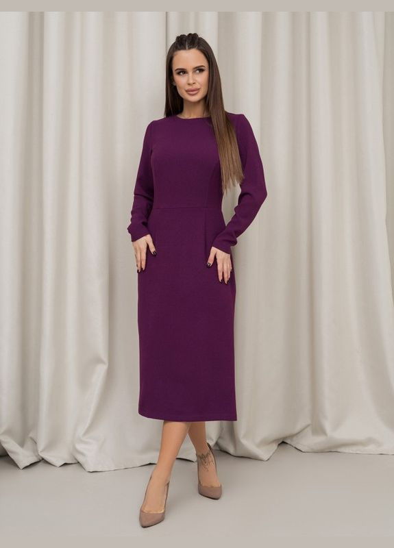 Фиолетовое повседневный фиолетовое классическое платье с разрезом ISSA PLUS однотонное