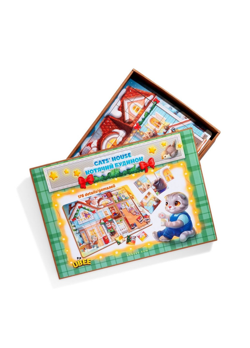 Пазл дитячий дерев'яний "Кошкин будинок", 176 елементів Ubumblebees (288185039)