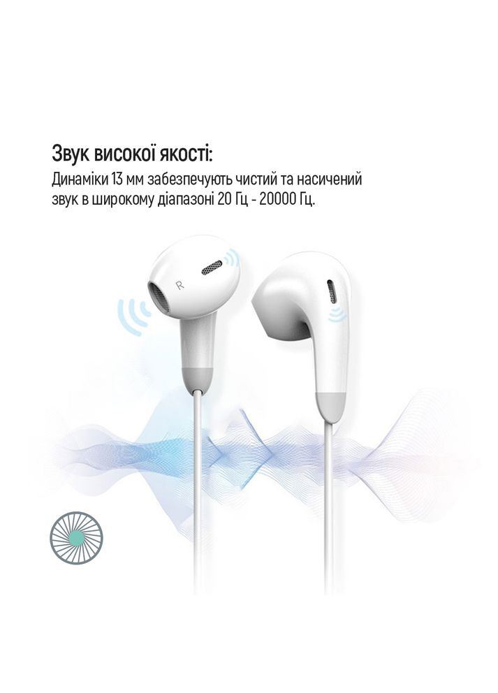 Навушники 3.5 mm Wired Earphone Sound Wave White (CW-WD04WT) Colorway (362671123)