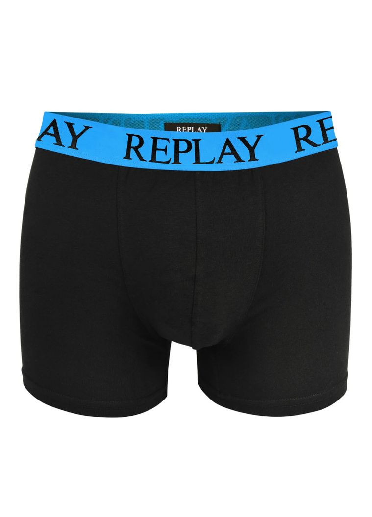 Чоловічі анатомічні труси боксери (2 шт) колір чорний/насичений-синій. Італія Replay Боксери (323220859)