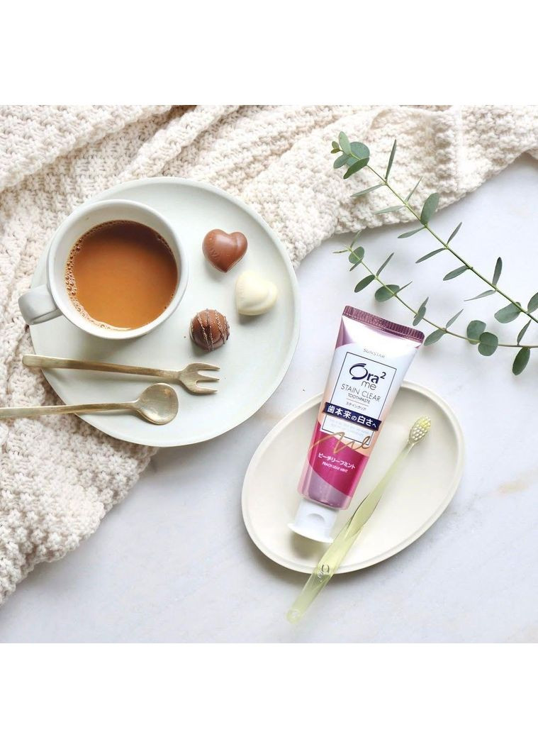 Ora2 Me Stain Clear Paste зубна паста для білизни зубів та проти нальоту (персик і мʼята), 130 г Sunstar (369559805)