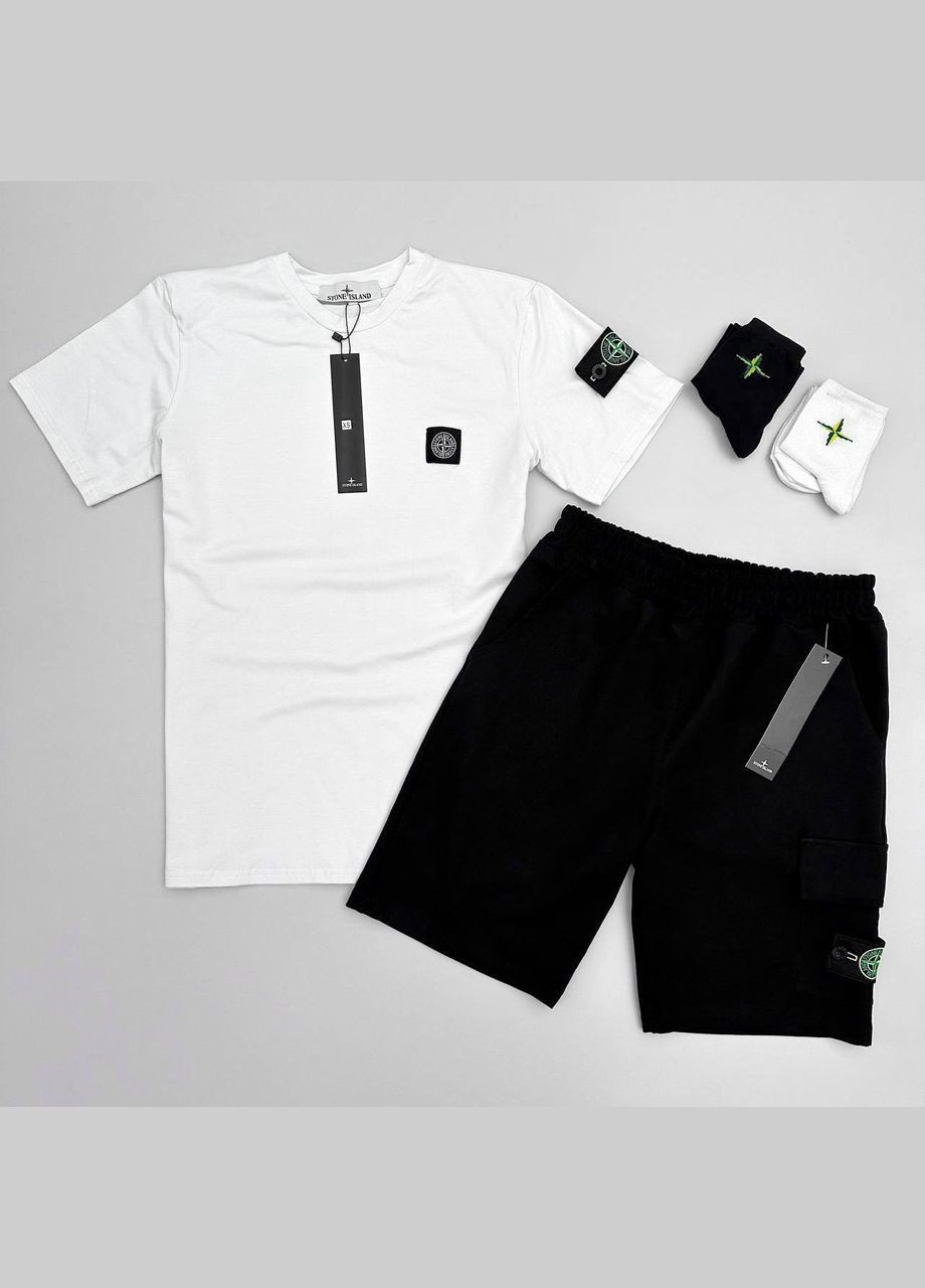 Белая 4 в 1 футболка+шорты+2 пары носок премиум материал No Brand