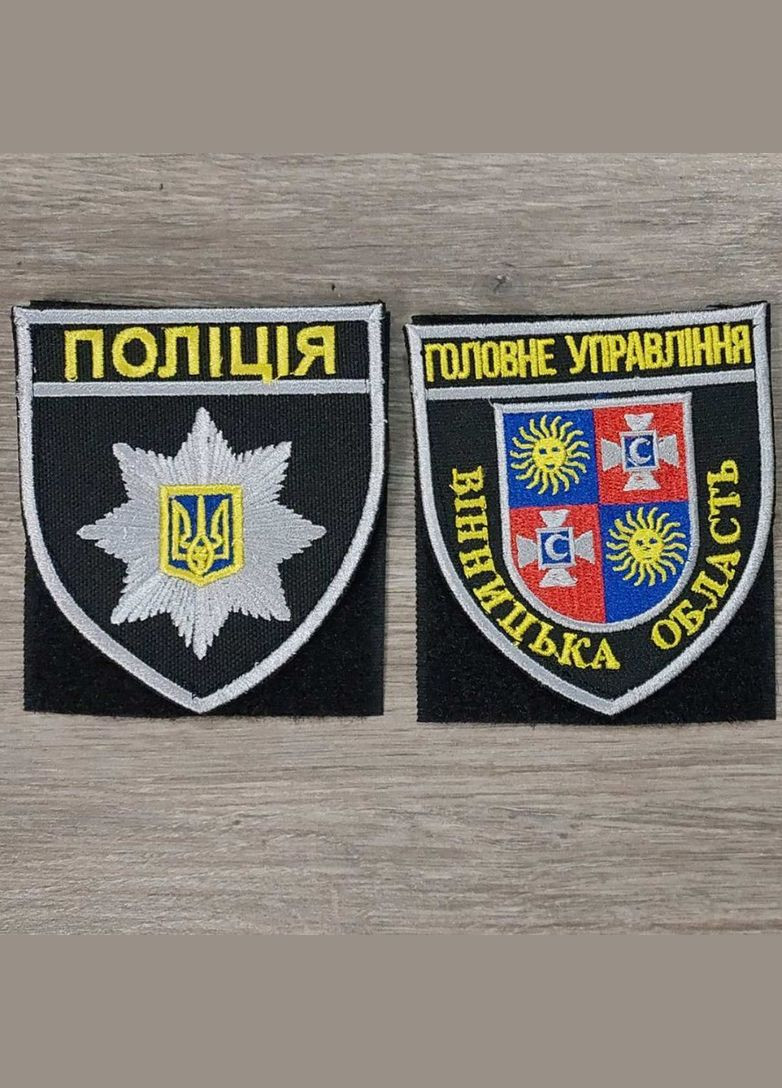 Шеврон Поліція кольорова зірка на чорному фоні No Brand (336381554)