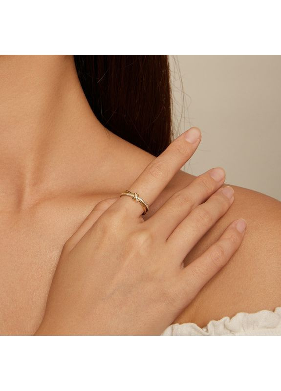 Срібна каблучка з камінчиками "Вузол" в позолоті Kabluchka (355344817)