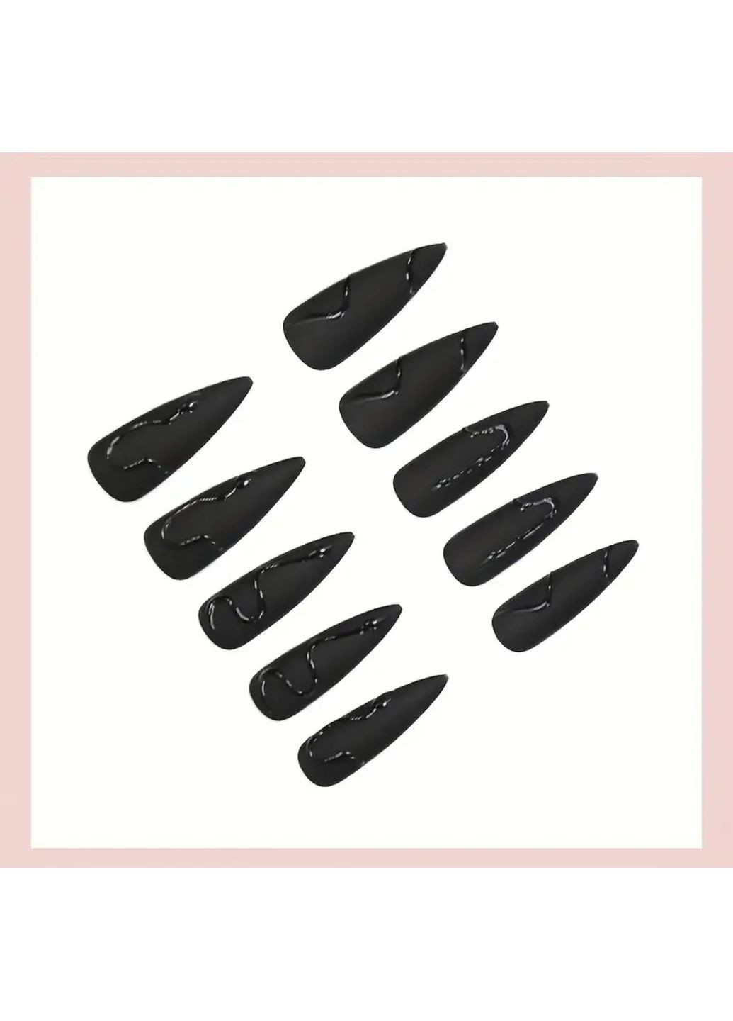 Набір накладних нігтів в комплекті з двостороннім скотчем - Black Stil 1 Nails (308357306)