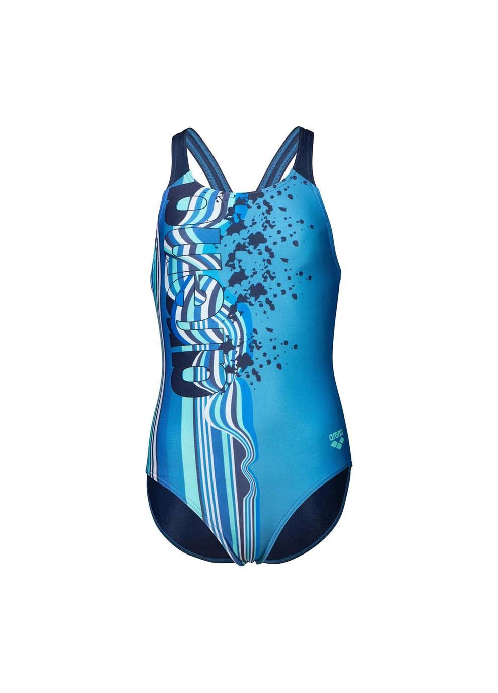 Комбінований демісезонний купальник закритий для дівчат palette swimsuit swim pro back блакитний, синій Arena