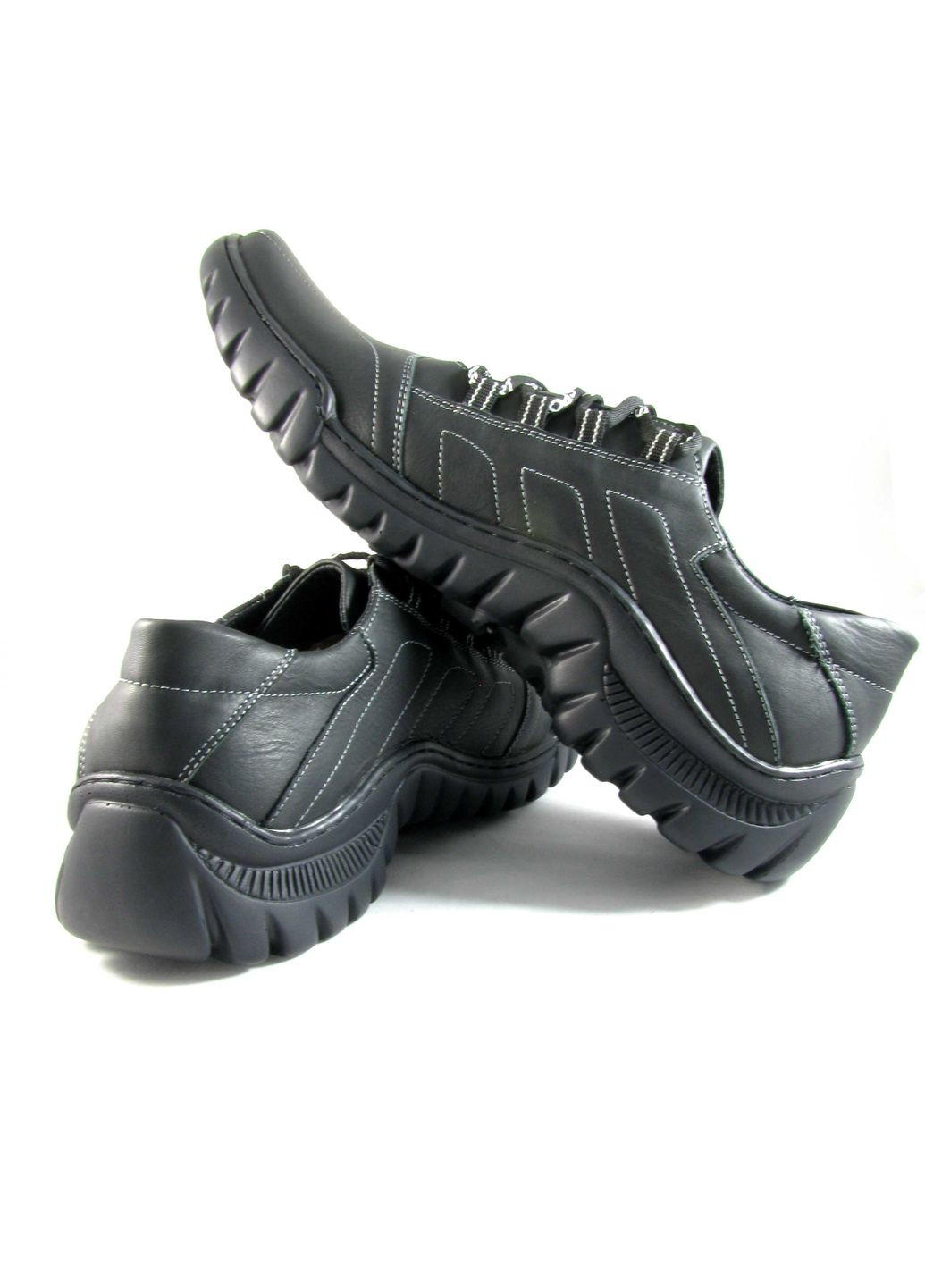 Черные всесезонные мужские кожанные кроссовки черные (345) Lider Club