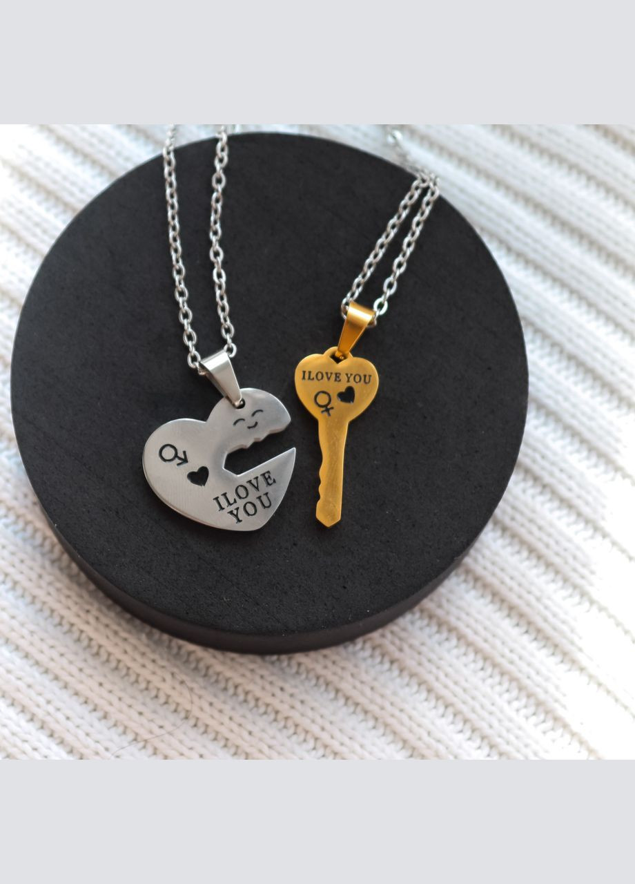 Парні кулони для закоханих з нержавіючої сталі "Key to the heart" Royal (270950087)