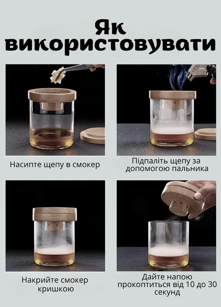 Набор для дымной ароматизации напитков с деревянной крышкой, щепой SMOK MASTER (1) No Brand (346055205)