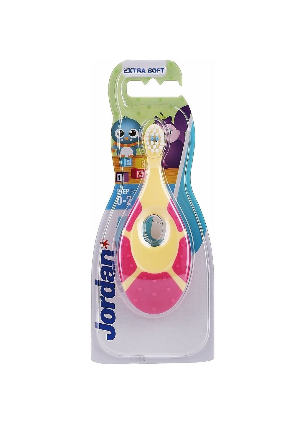 Детская зубная щетка Step By Step 0 - 2 года экстрамягкая желтая с малиновым (6220100) Jordan (328400151)