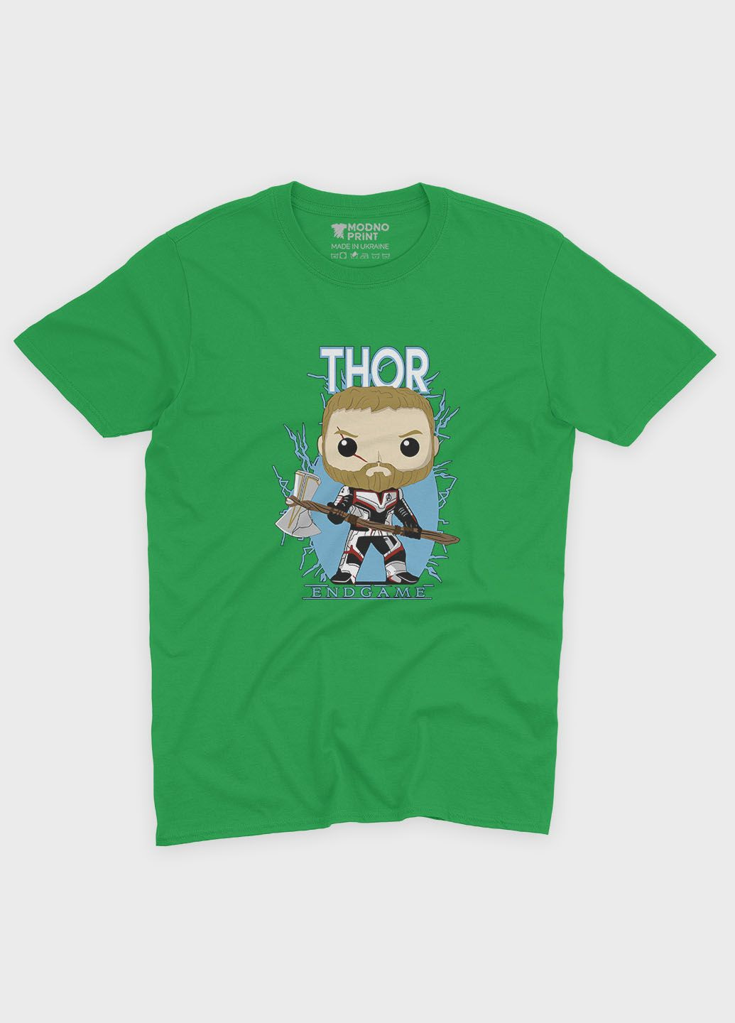 Зеленая демисезонная футболка для девочки с принтом супергероя - тор (ts001-1-keg-006-024-004-g) Modno